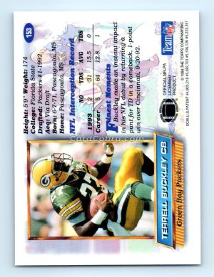 1994 Finest #153 Terrell Buckley Green Bay Packers