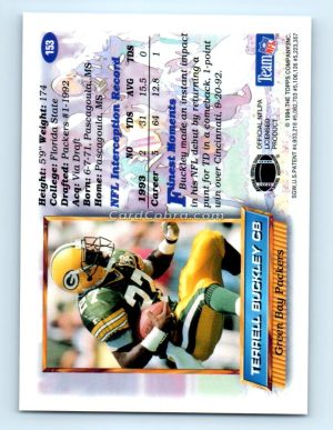 1994 Finest #153 Terrell Buckley Green Bay Packers