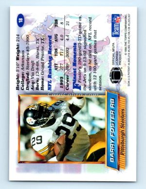 1994 Finest #18 Barry Foster Pittsburgh Steelers