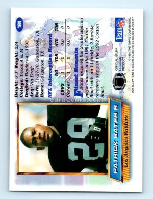 1994 Finest #184 Patrick Bates Los Angeles Raiders Rookie Card