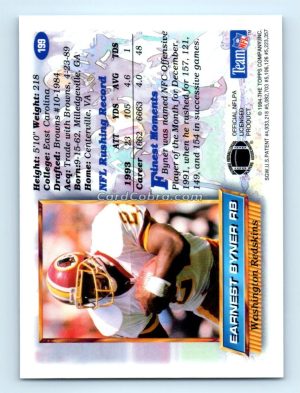 1994 Finest #199 Earnest Byner Washington Redskins