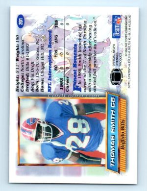 1994 Finest #201 Thomas Smith Buffalo Bills Rookie Card