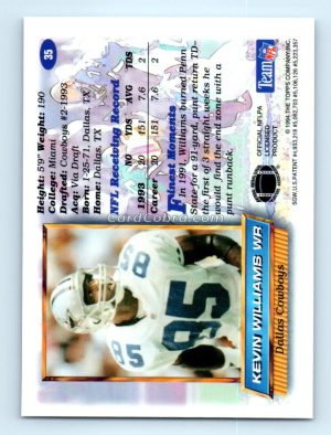 1994 Finest #35 Kevin Williams Dallas Cowboys Rookie Card