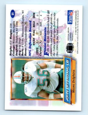 1994 Finest #51 John Offerdahl Miami Dolphins