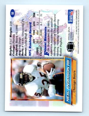 1994 Finest #53 Neal Anderson Chicago Bears