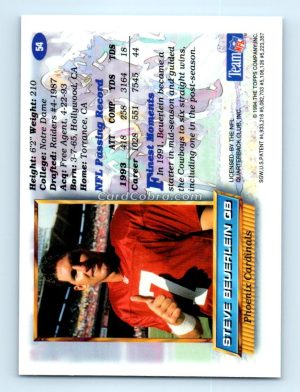 1994 Finest #54 Steve Beuerlein Phoenix Cardinals