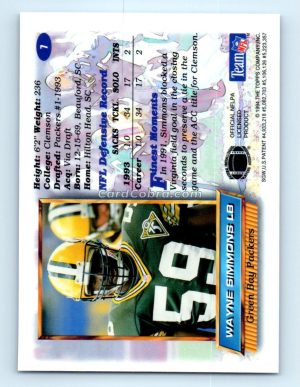 1994 Finest #7 Wayne Simmons Green Bay Packers Rookie Card