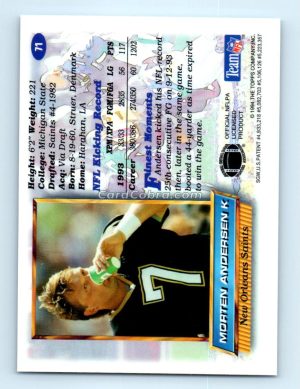 1994 Finest #71 Morten Andersen New Orleans Saints