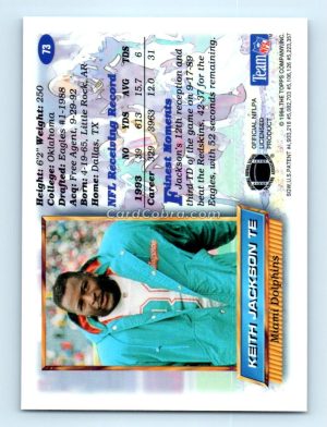 1994 Finest #73 Keith Jackson Miami Dolphins