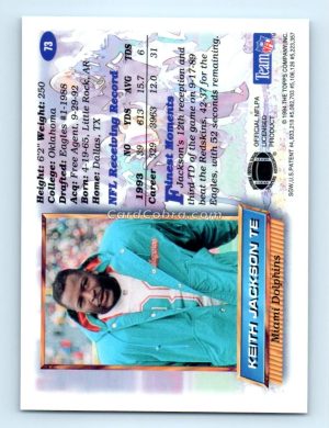 1994 Finest #73 Keith Jackson Miami Dolphins