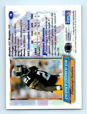 1994 Finest #78 Deon Figures Pittsburgh Steelers Rookie Card