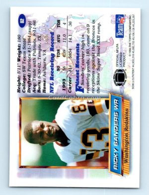 1994 Finest #82 Ricky Sanders Washington Redskins