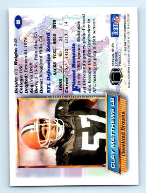 1994 Finest #89 Clay Matthews Cleveland Browns