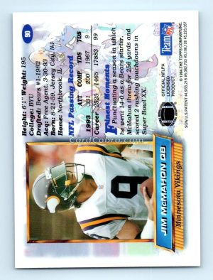 1994 Finest #90 Jim McMahon Minnesota Vikings