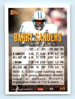 1994 Topps #615 Barry Sanders Detroit Lions