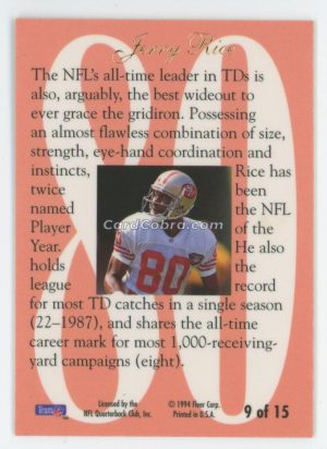 1994 Ultra Flair Hot Numbers #9 Jerry Rice San Francisco 49ers