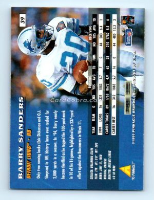 1995 Pinnacle #39 Barry Sanders Detroit Lions