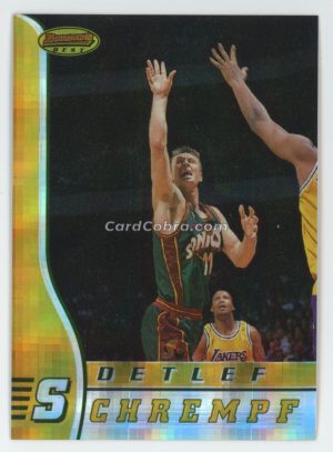 1996 Bowman's Best #44 Detlef Schrempf Atomic Refractor Seattle Supersonics