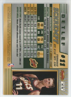 1996 Bowman's Best #44 Detlef Schrempf Atomic Refractor Seattle Supersonics