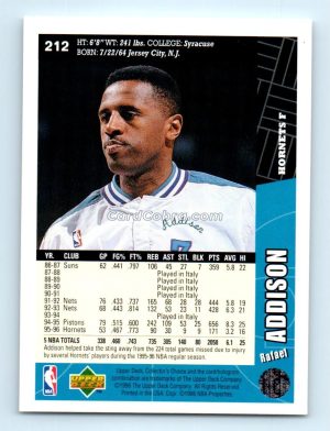 1996 Collectors Choice #212 Rafael Addison Charlotte Hornets