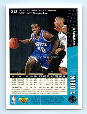 1996 Collectors Choice #213 Tony Delk Charlotte Hornets Rookie Card