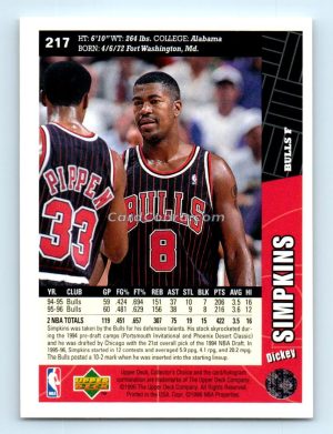 1996 Collectors Choice #217 Dickey Simpkins Chicago Bulls