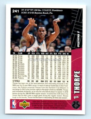 1996 Collectors Choice #241 Otis Thorpe Detroit Pistons