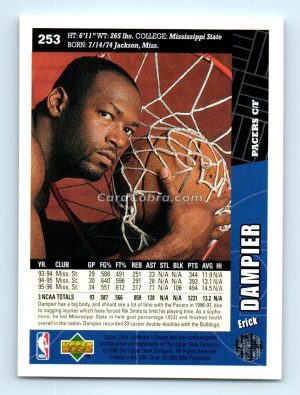 1996 Collectors Choice #253 Erick Dampier Indiana Pacers Rookie Card