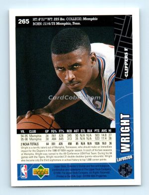 1996 Collectors Choice #265 Lorenzen Wright Los Angeles Clippers Rookie Card