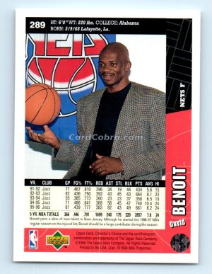 1996 Collectors Choice #289 David Benoit New Jersey Nets