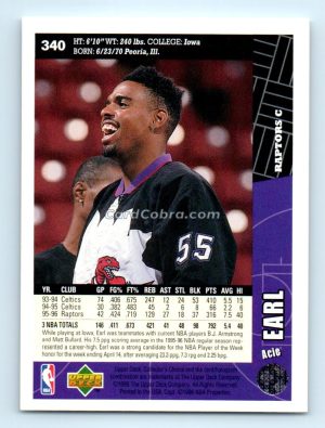 1996 Collectors Choice #340 Acie Earl Toronto Raptors