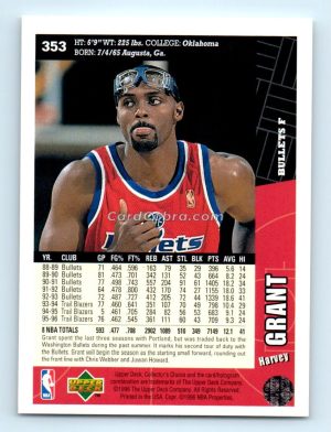 1996 Collectors Choice #353 Harvey Grant Washington Bullets