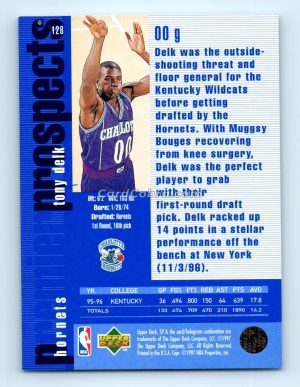 1996 SP Premier Prospects #128 Tony Delk Charlotte Hornets