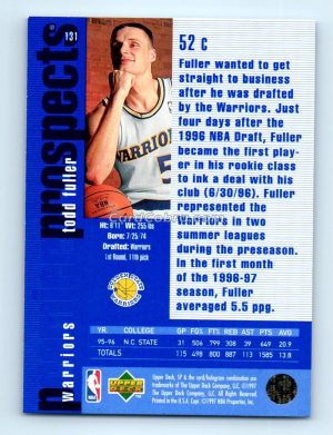 1996 SP Premier Prospects #131 Todd Fuller Golden State Warriors