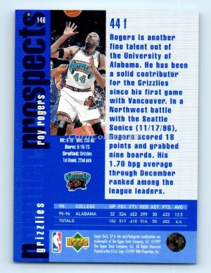 1996 SP Premier Prospects #146 Roy Rogers Vancouver Grizzlies