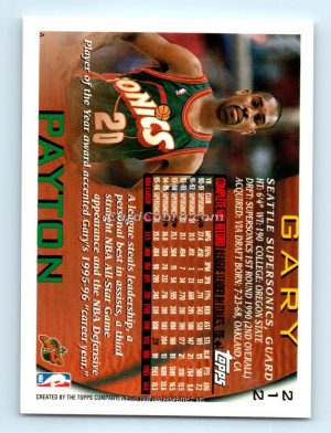 1996 Topps #212 Gary Payton Seattle SuperSonics