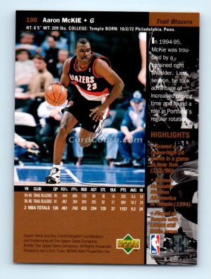 1996 Upper Deck #100 Aaron McKie Portland Trail Blazers