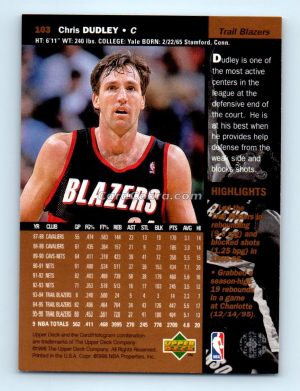 1996 Upper Deck #103 Chris Dudley Portland Trail Blazers