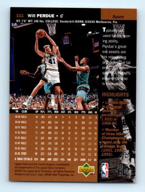 1996 Upper Deck #111 Will Perdue San Antonio Spurs