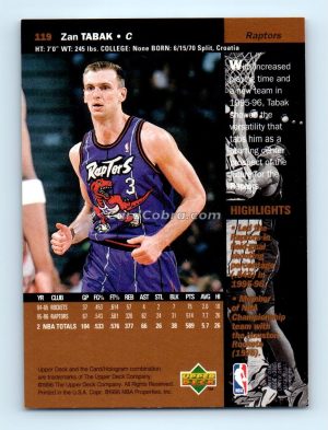 1996 Upper Deck #119 Zan Tabak Toronto Raptors