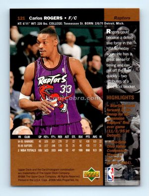 1996 Upper Deck #121 Carlos Rogers Toronto Raptors