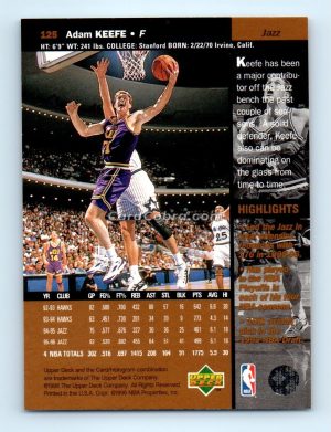 1996 Upper Deck #125 Adam Keefe Utah Jazz