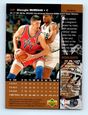 1996 Upper Deck #134 Gheorghe Muresan Washington Bullets