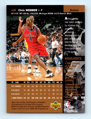 1996 Upper Deck #135 Chris Webber Washington Bullets