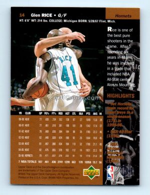 1996 Upper Deck #14 Glen Rice Charlotte Hornets