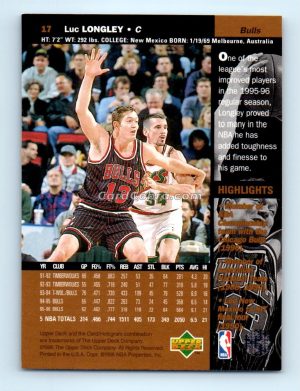 1996 Upper Deck #17 Luc Longley Chicago Bulls