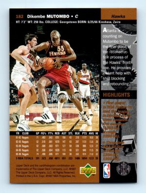 1996 Upper Deck #182 Dikembe Mutombo Atlanta Hawks