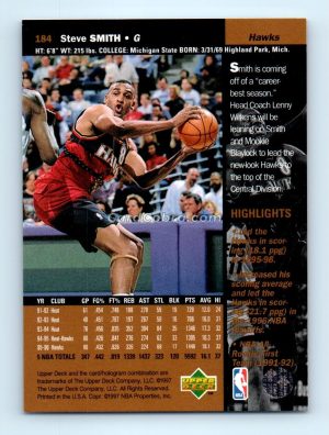 1996 Upper Deck #184 Steve Smith Atlanta Hawks