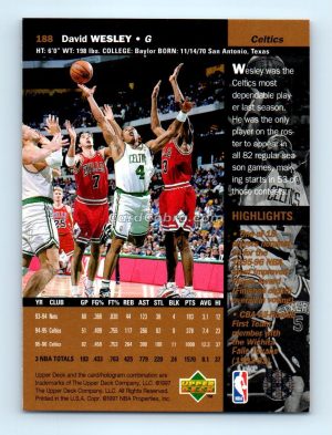 1996 Upper Deck #188 David Wesley Boston Celtics