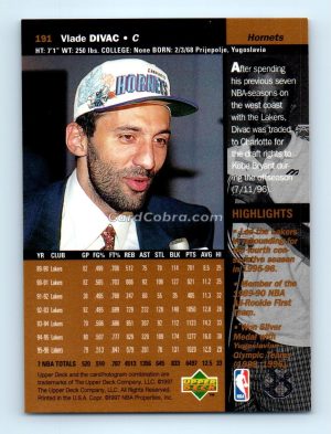 1996 Upper Deck #191 Vlade Divac Charlotte Hornets